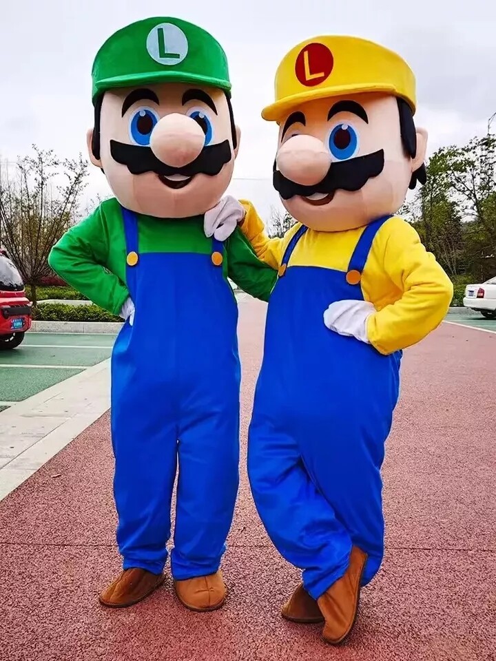 Super Mario Mascot Costume Cosplay Party Fancy Dress Brothers Suits Adult  Size
