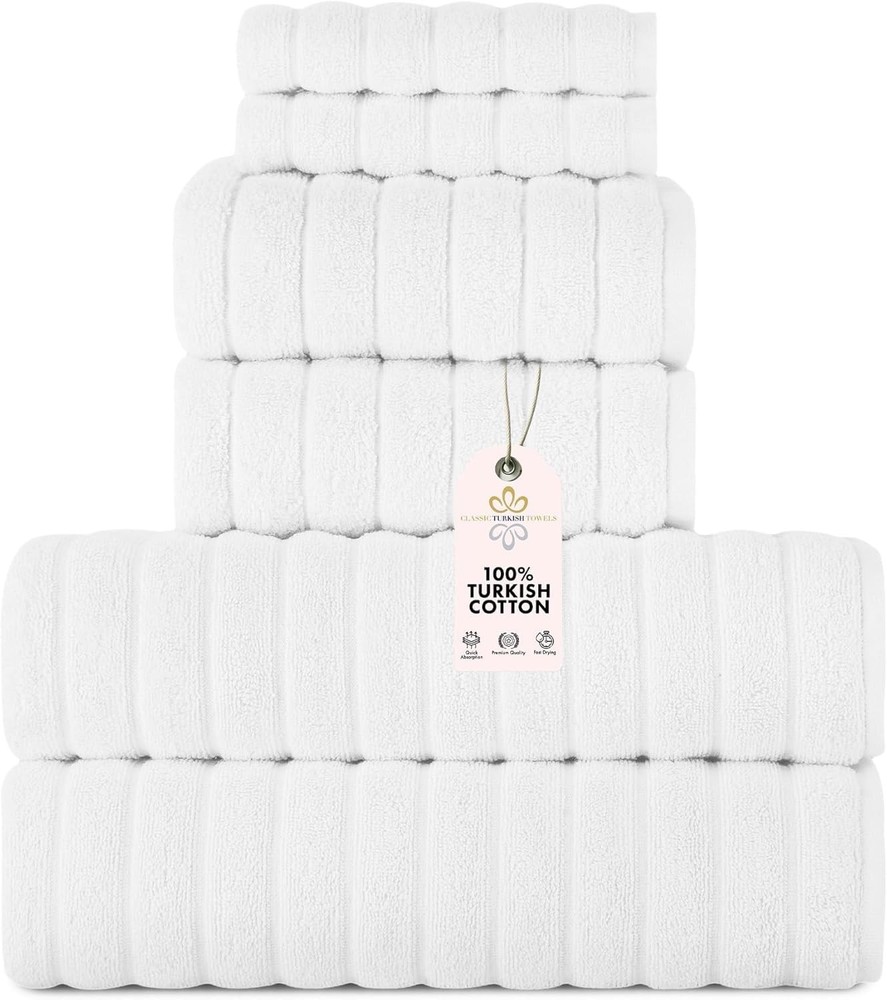 Luxury 6-Piece Turkish Cotton Towel Set Ultra Absorbent Quick Dry