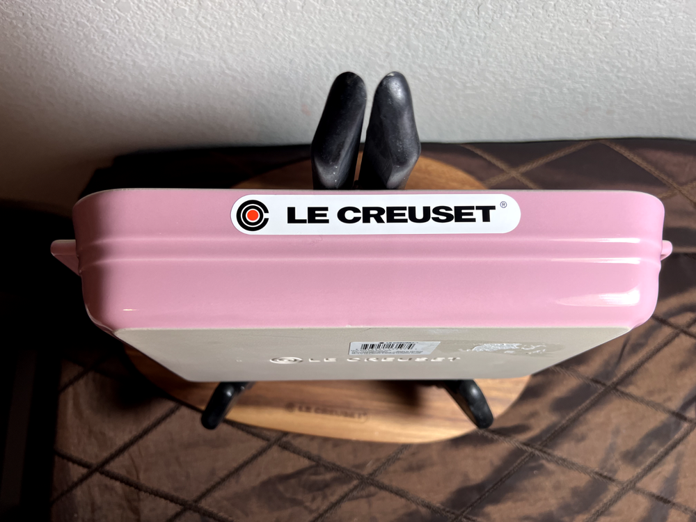New Le Creuset 25cm Satin Pink Stoneware Rectangular Baking Casserole Dish