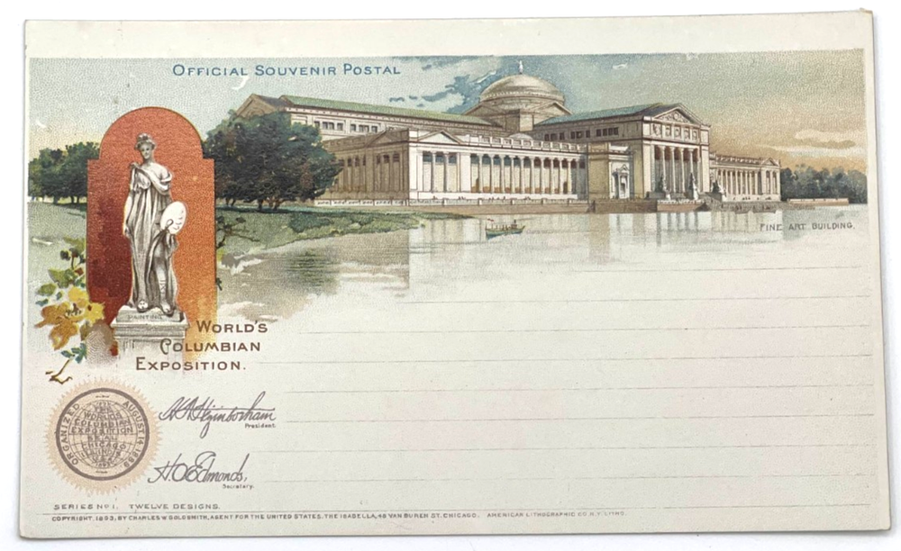 1893 Columbian Exposition Postal Card Fine Art Building UNUSED HTF