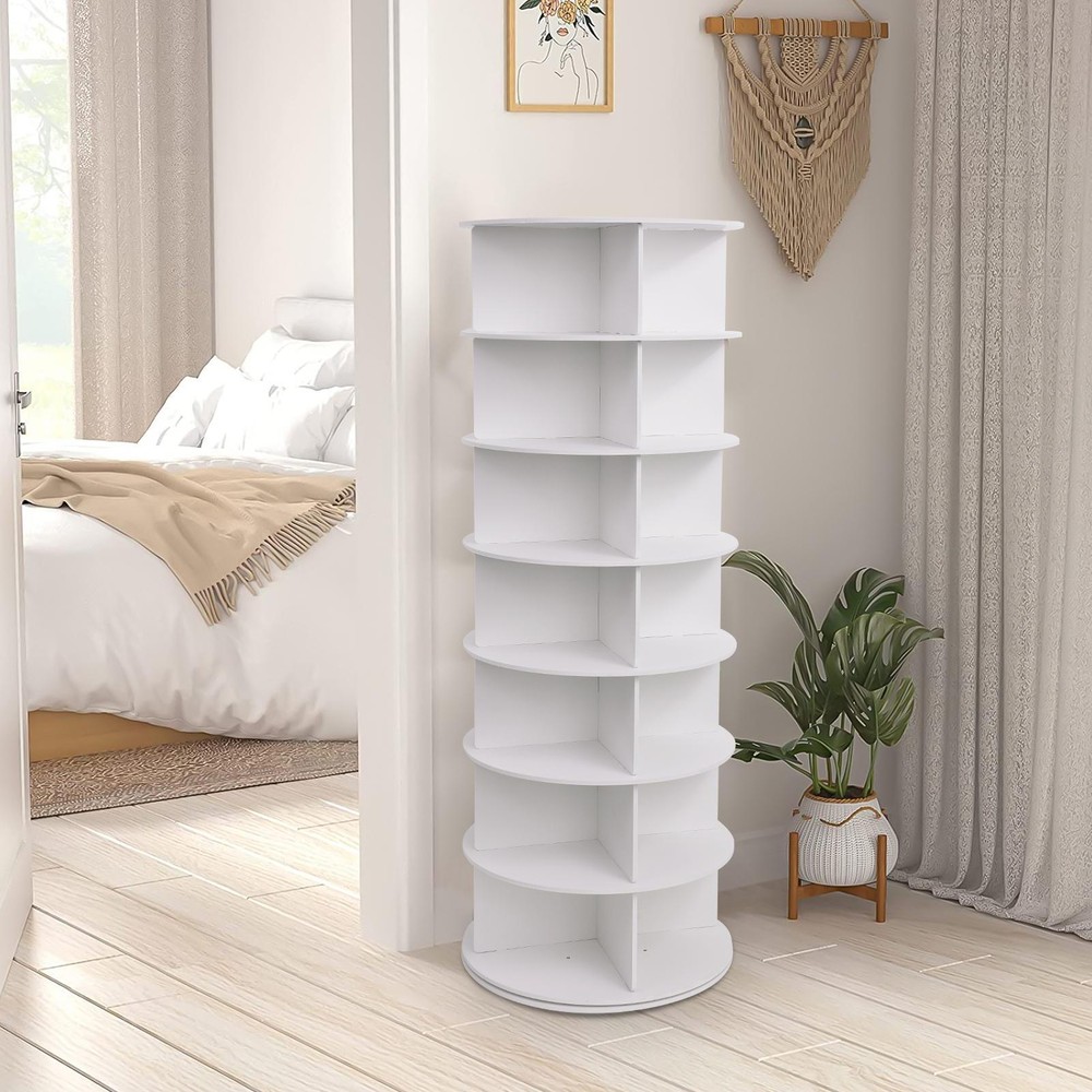 7 Tier Rotating Shoe Rack, Spinning Lazy Display Storage, Shoe Tower Organizer