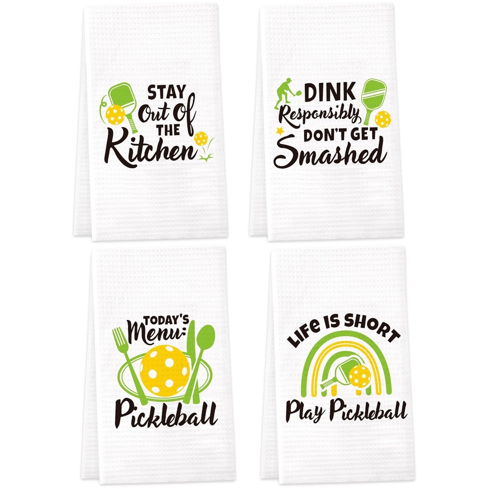 Pickleball Gift Christmas Pickle Ball Gift Kitchen Towels Set of 4 Dish Towel...