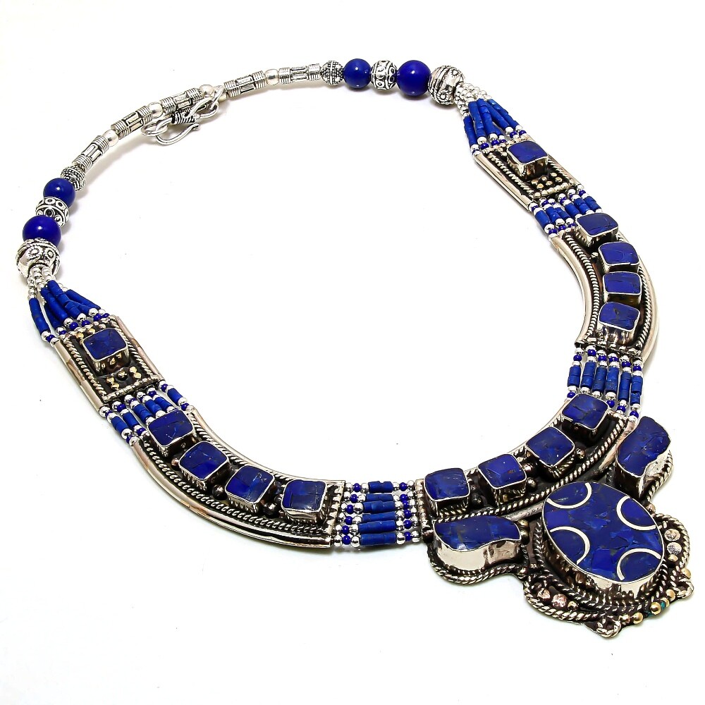 Lapis Lazuli Handmade Bohemian Ethnic Tribal Jewelry Nepali Necklace 18