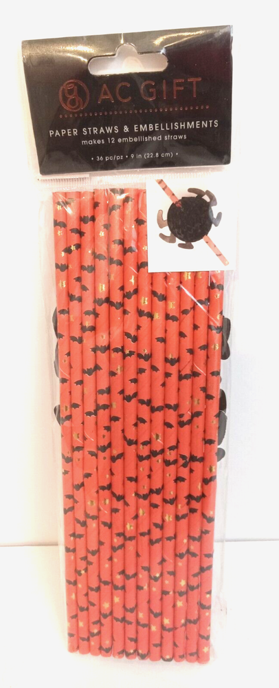 AC Regalo Halloween 12 Pajitas y Adornos de Papel Hace 12 Pajitas Adornadas
