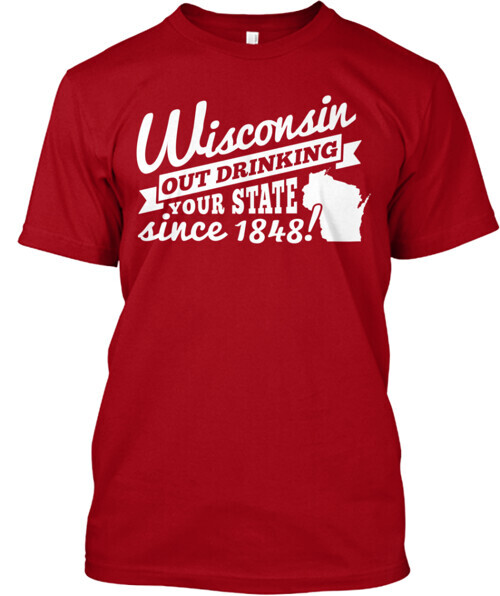 Wisconsin T-Shirt Made in the USA Size S to 5XL