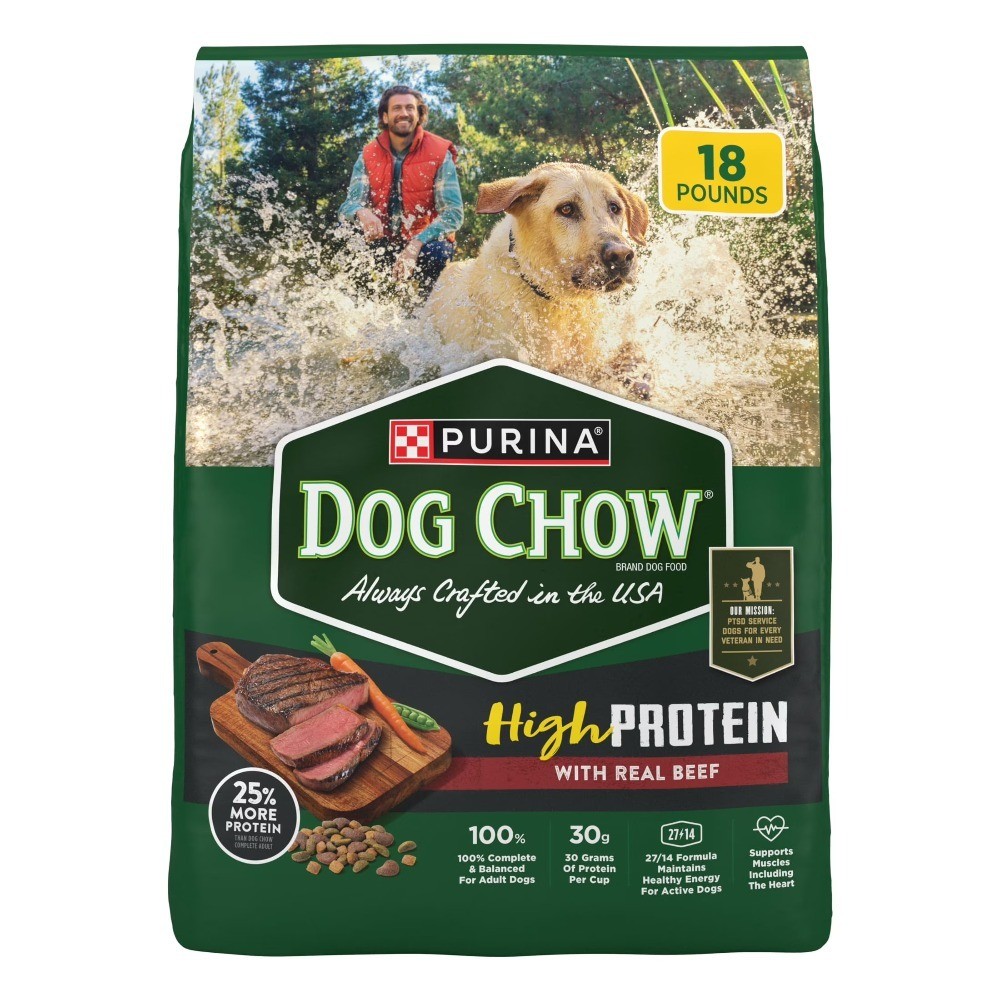 High Protein Muscle Support Dry Dog Food with Real Beef 18 lb Bag