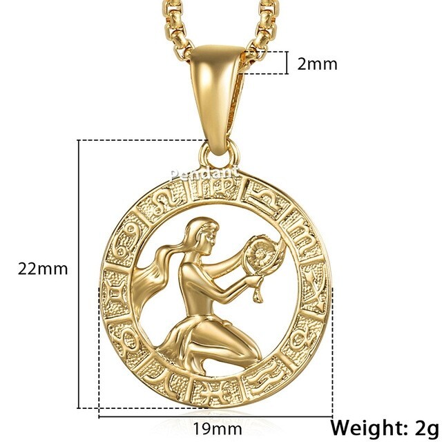 Men Woman 12 Zodiac Sign Gold Pendant Necklace Jewelry New