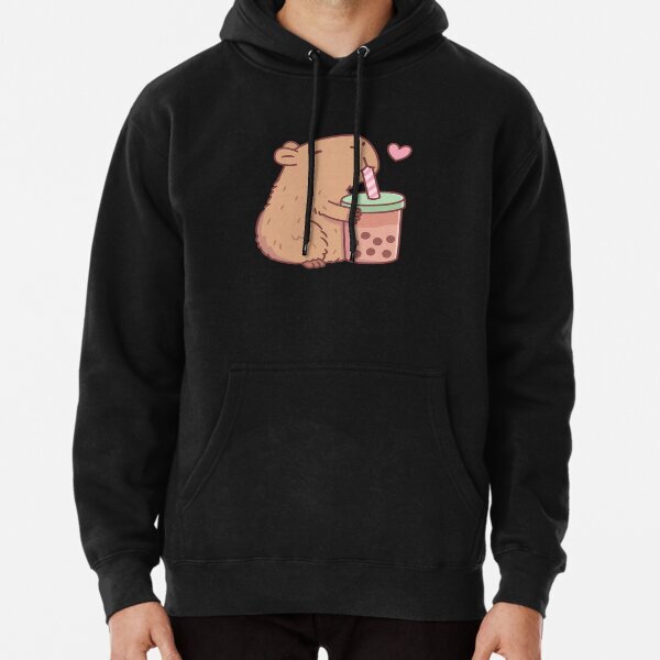 Cute Capybara Loves Bubble Tea Pullover Hoodie S-3XL