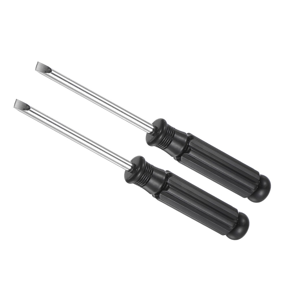 2pcs 5.0mm x 142mm Black Handle Slotted Flat Screwdriver Set