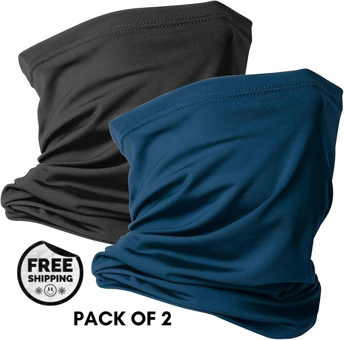 2 Pack Reusable Neck Gaiter Scarf for UV Protection & Face Cover