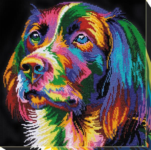 Bead embroidery kit Loyal friend needlework kit Art canvas beadwork pattern