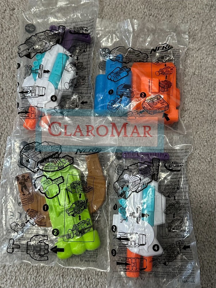 4 NERF Super Soaker Burger King Kids Meal Toys for Party Cake Topper