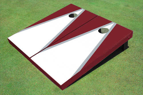 White And Maroon Matching Triangle Custom Cornhole Board