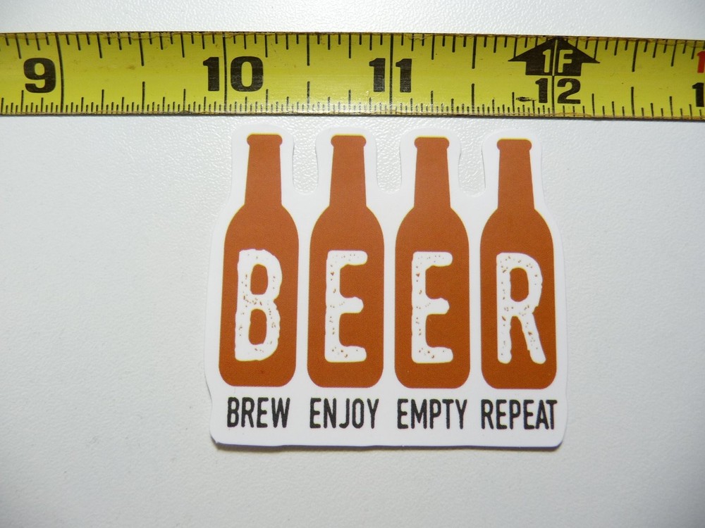 Funny Beer Drinking Decal Sticker - Brew Enjoy Repeat Party Alcohol