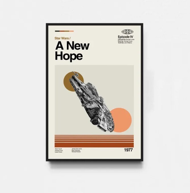 Star Wars A New Hope Midcentury TV Series Art Print Poster