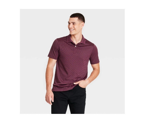 Goodfellow & Co Men’s Burgundy Striped Performance Polo Size M NWT
