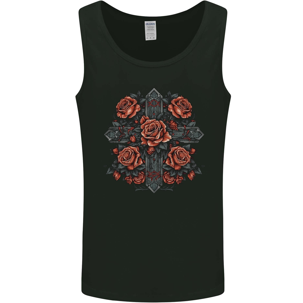 A Cross With Roses Mens Vest Tank Top