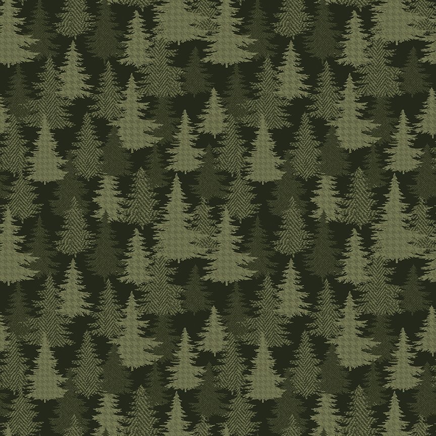 Festive Winter Green Pine Tree Christmas Fabric by Benartex YARD