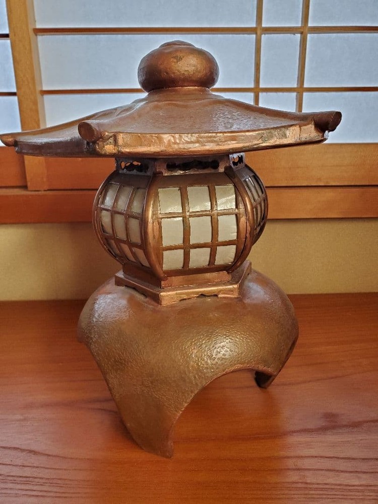 Copper 12.2 inch Lantern Temple Lamp Japanese Vintage TOUROU TORO Candle Stand