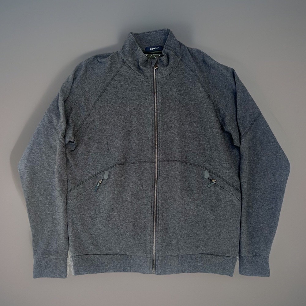 Ermengildo Zegna Sport Men Full Zip Track Jacket Sweater Gray XXL Cotton Viscose