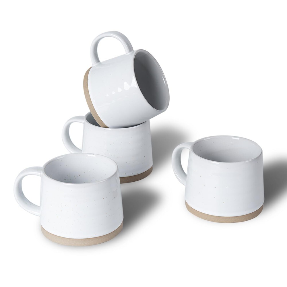 Ceramic Coffee Mugs Set of 4 9 Ounce Coffee Cup with Handle Farmhouse Tea Mug...