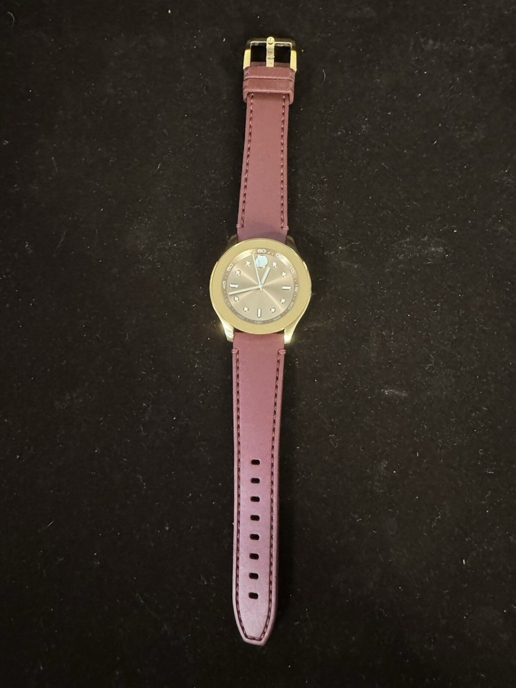 Brand New Movado Bold Women’s Gold Dial Burgundy Silicone  Strap Watch 3600717
