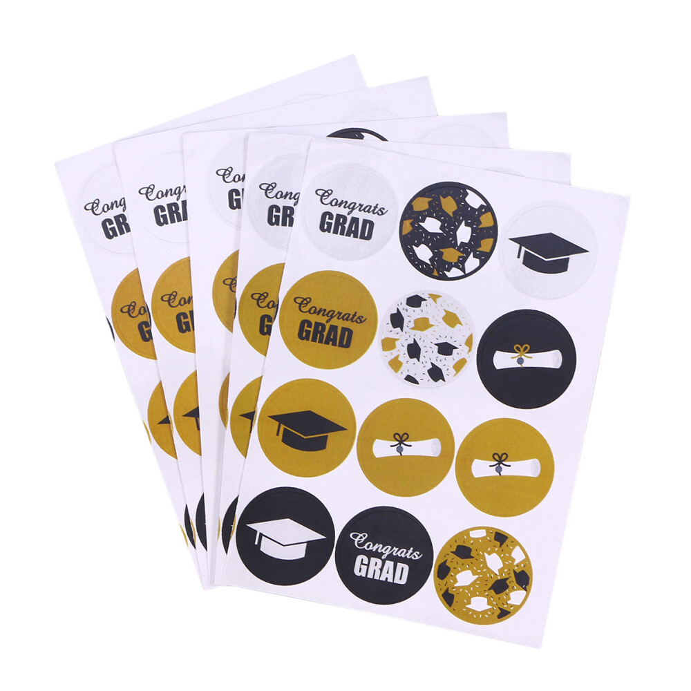 120 Pcs Graduation Stickers Self-adhesive Round Labels for Certificates