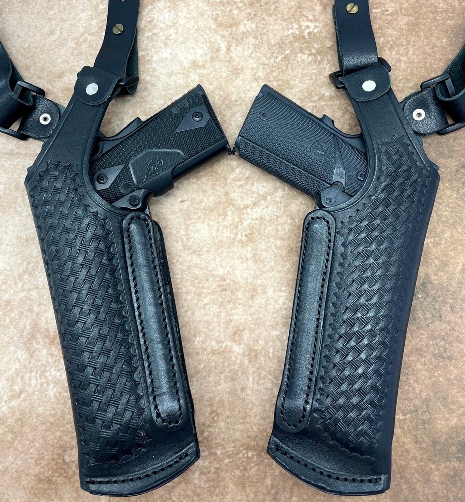 Ruger SR45 Black Leather Basketweave Vertical 2-Gun Shoulder Holster-image
