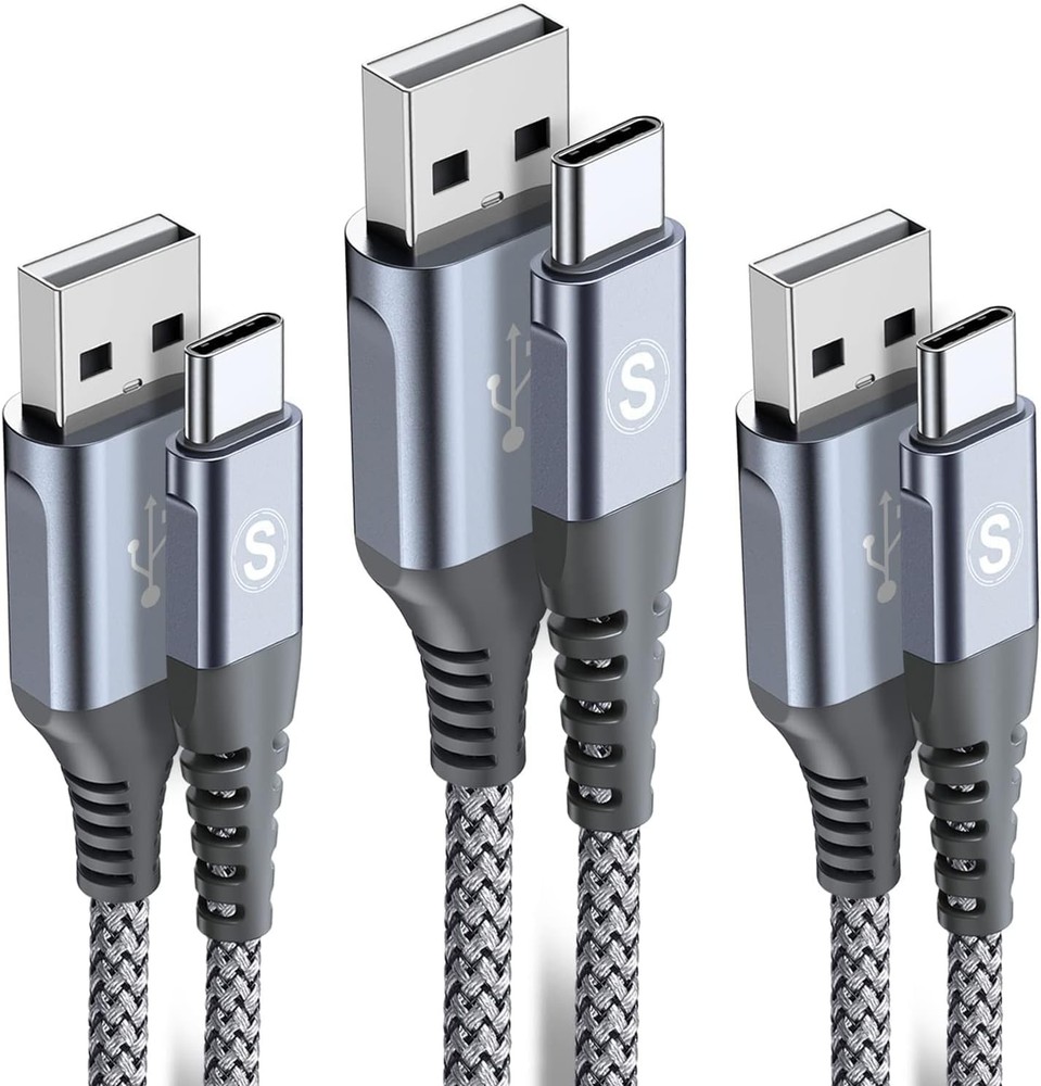 3-Pack USB-C Fast Charging Cable 3.1A 6.6ft & 3.3ft USB-A to Type C