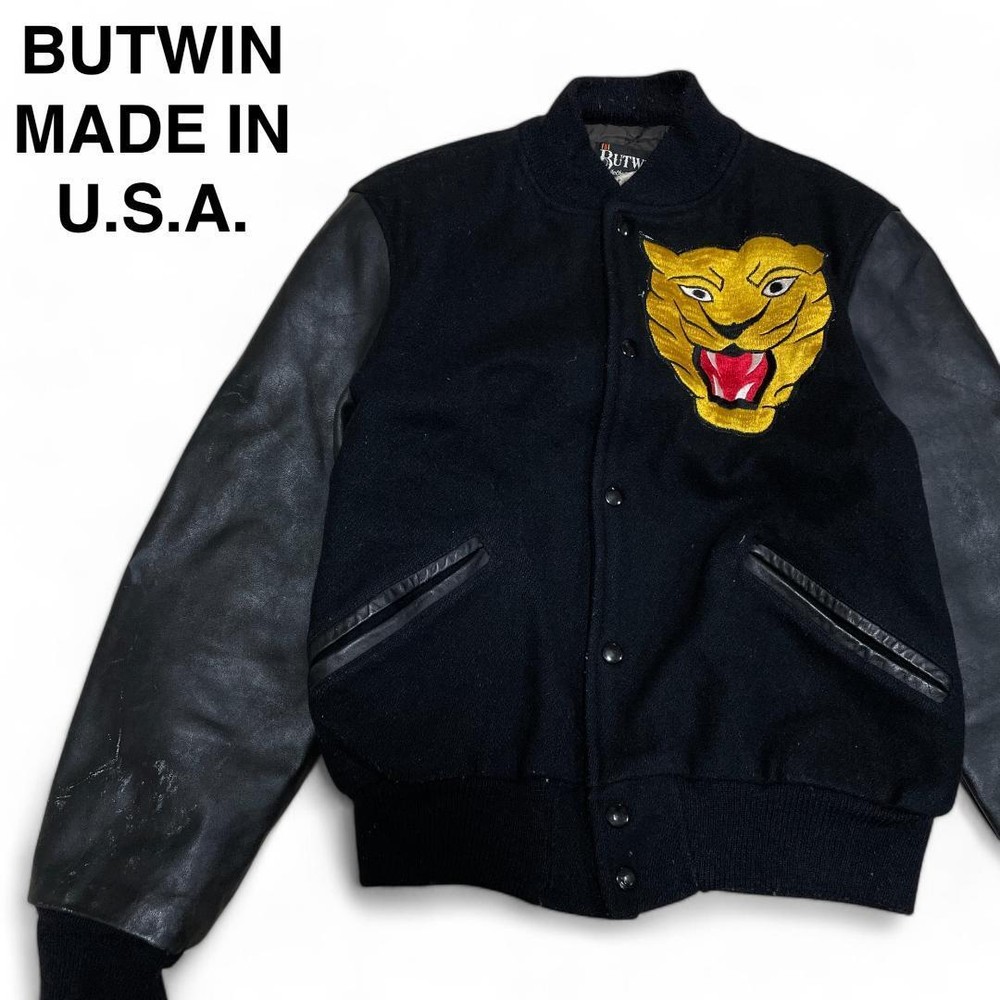 Batwin Star Jeans Patch Leather Sleeve Black Embroidery Used Clothing