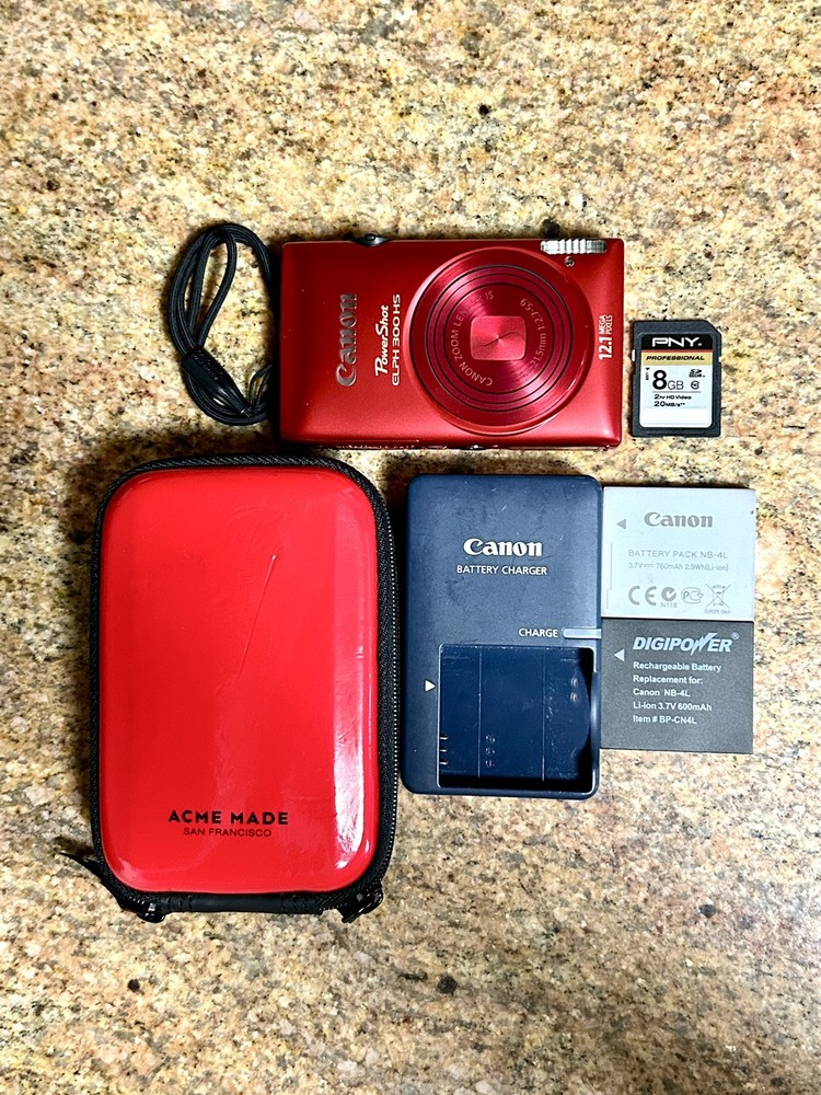 Canon PowerShot ELPH 300 HS 12.1MP Digital Camera Red
