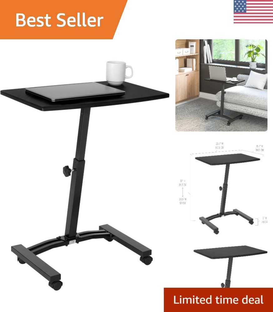 Elegant 24-Inch Black Adjustable Laptop Stand for Portable Workstations