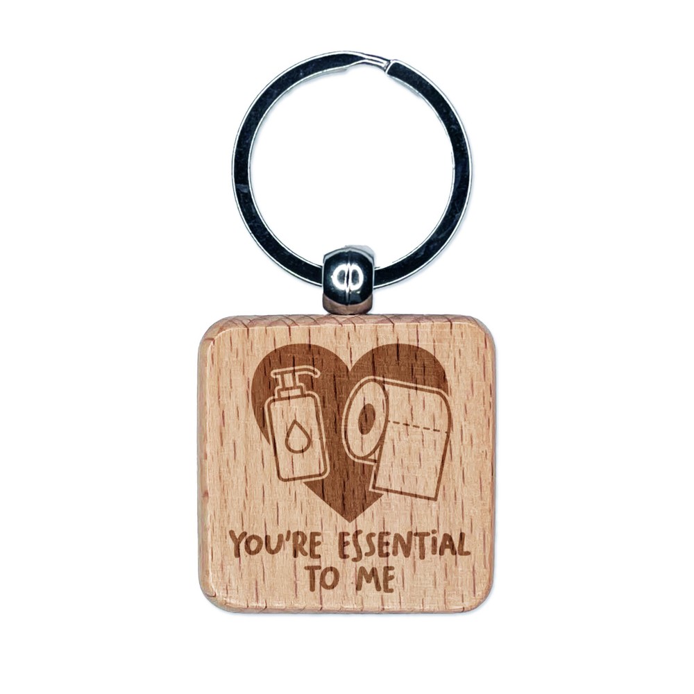 Personalized Engraved Wood Keychain for Essential Quarantine Love