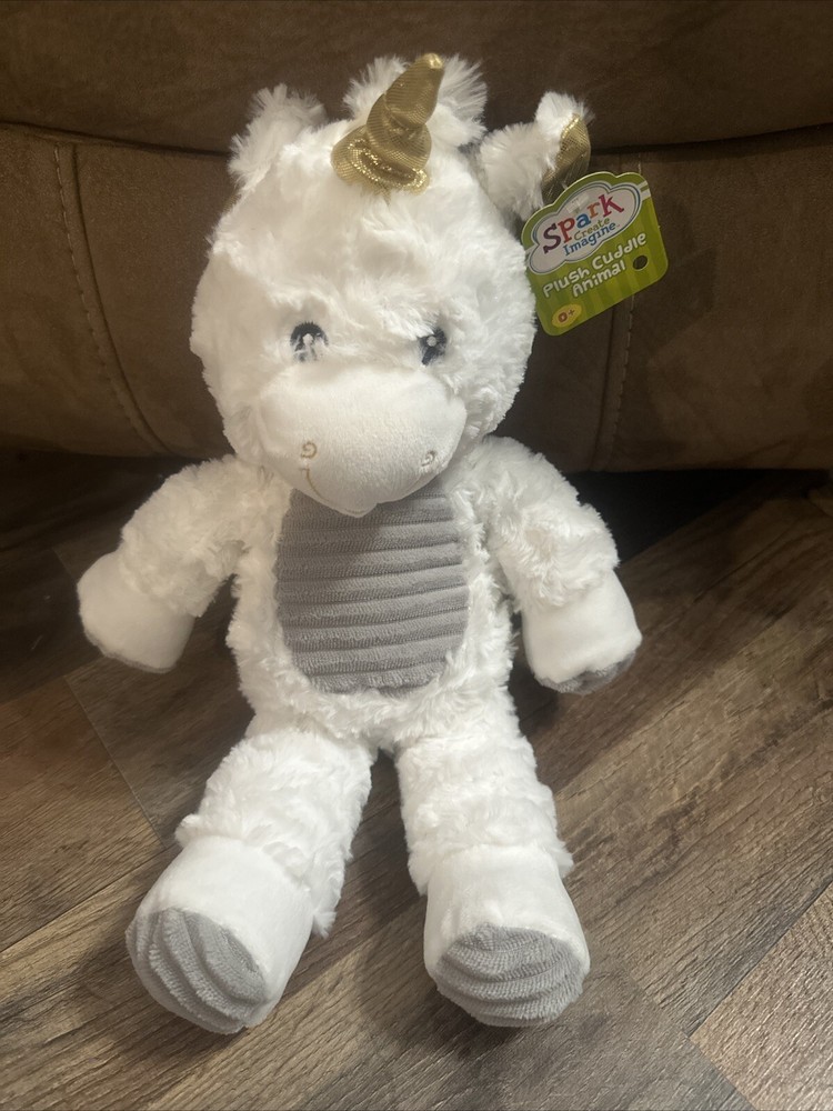 Spark Create Imagine White Unicorn Plush Walmart Stuffed Lovey Rattle Toy