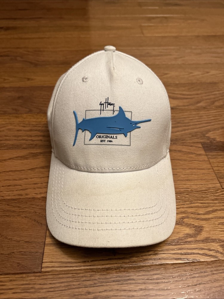 Guy Harvey Trucker Hat Fishing Adventure Snapback Blue White Logo One Size