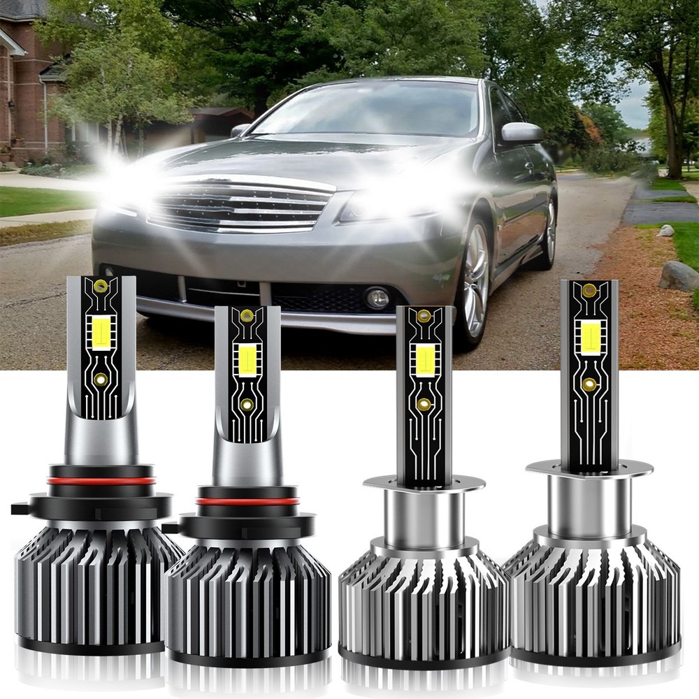 For Infiniti M45 2006-2008 9005+H1 LED Headlight Bulbs White High Low Beam Kit