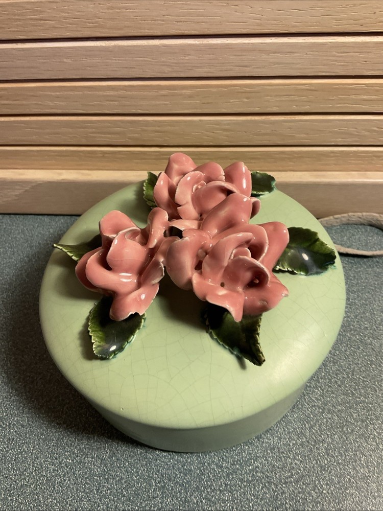 Vintage Capodimonte Porcelain Trinket Box Floral Design