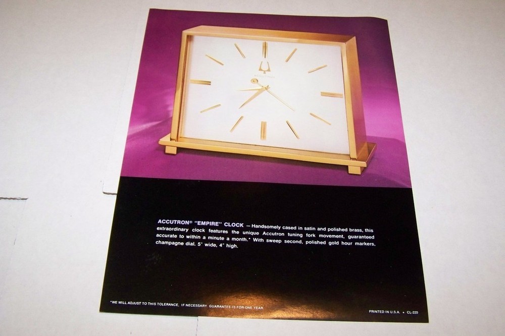 Vintage ACCOUTRON EMPIRE CLOCK -  ad sheet #0288