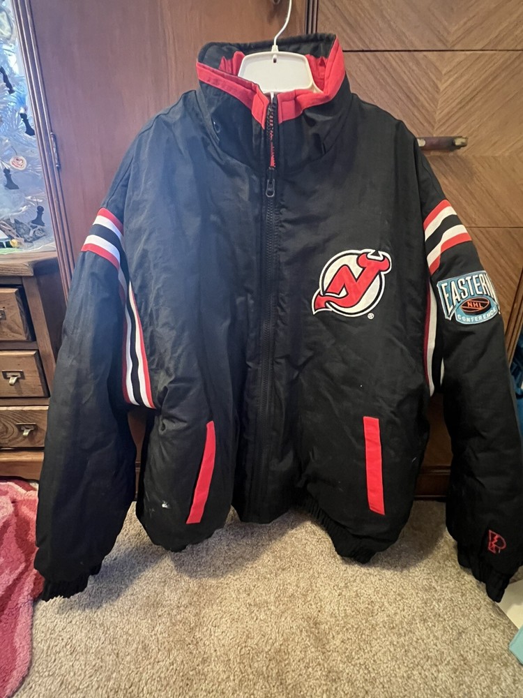 Vintage 90s New Jersey Devils Puffer Jacket Reversible Rare Pro play Xl
