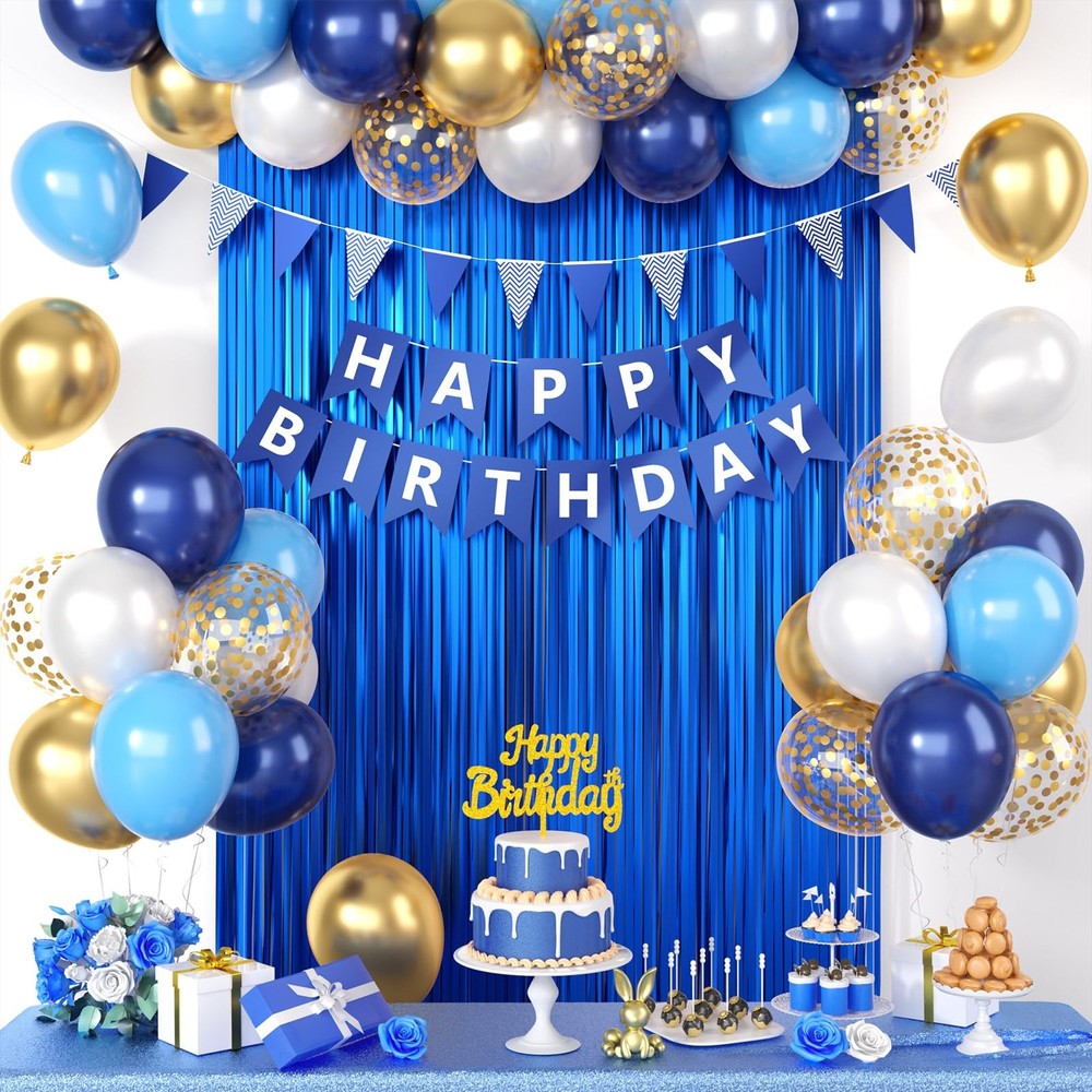 Navy Blue Birthday Decorations, Dark Happy Birthday Party Decorations With Me...