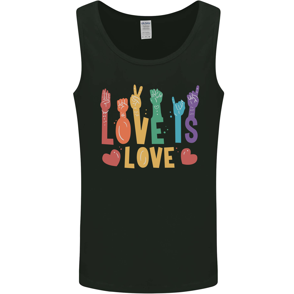 LGBT Sign Language Love Is Gay Pride Day Mens Vest Tank Top-image