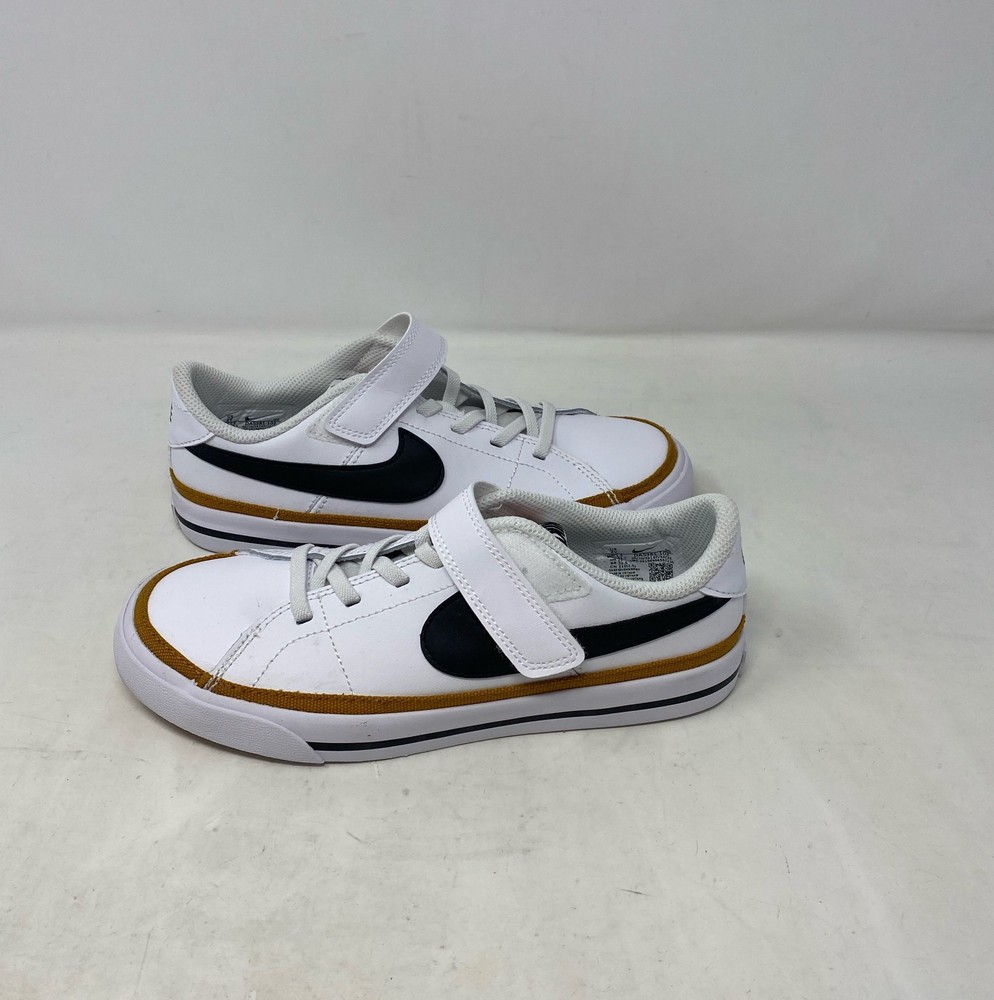 Nike Court Legacy PSV Little Kids Shoes White/Black/Desert Ochre - Size 2Y