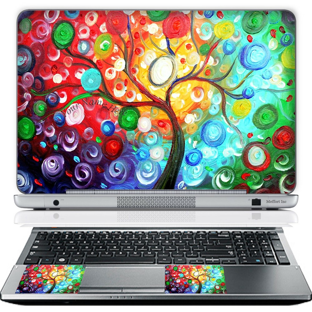 17 Inch Laptop Skin Sticker Cover Art Decal & Wrist Pad Customize Your text