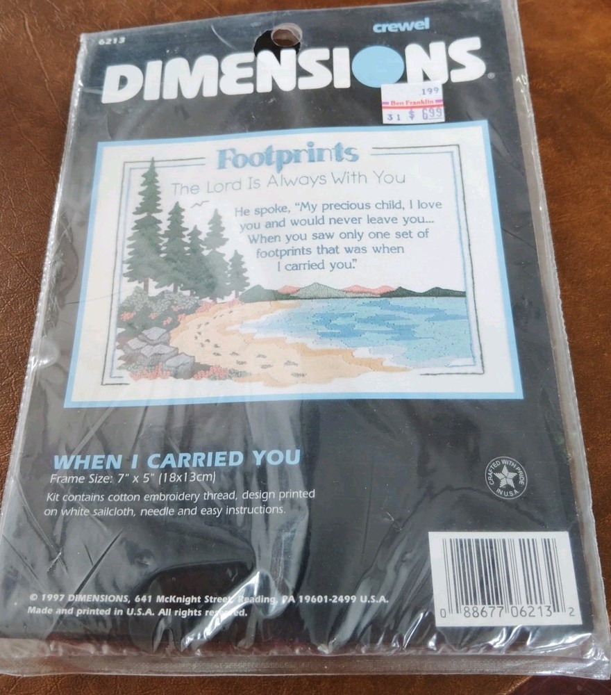 Dimensions Stamped Cross Stitch FOOTPRINTS 1997 5