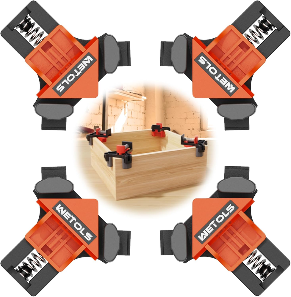 90 Degree Woodworking Corner Clamp Set - 4P Right Angle Clamps for Perfect Joints