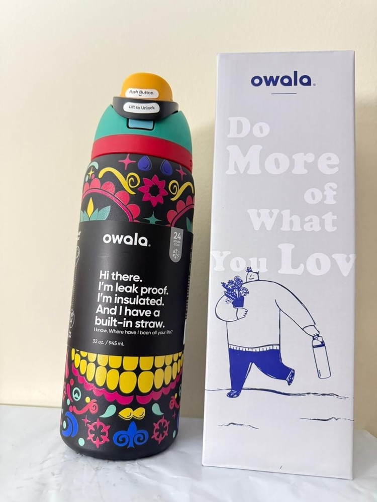 Owala FreeSip 32oz Sugar Skull Water Bottle –Glow in the Dark | 2026 Gift FreShp