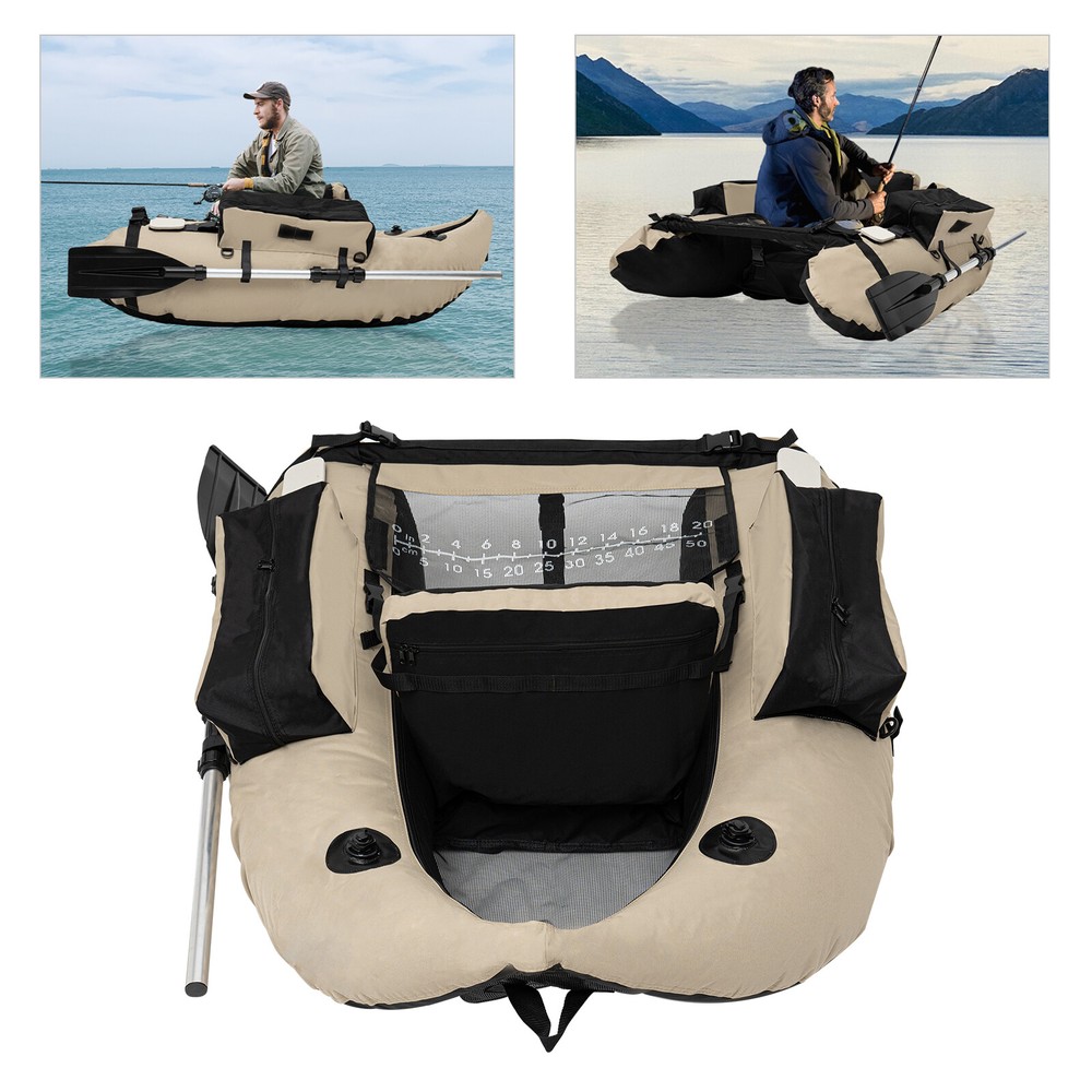 Gray Heavy-Duty Inflatable Boat for Fishing Diving Rescue Tender Pontoon
