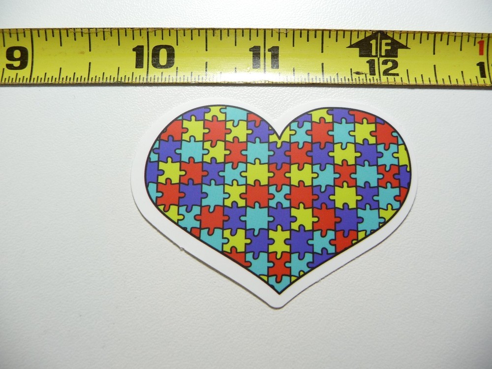 AUTISM SUPPORT DECAL STICKER HEART FILLED WITH PUZZLE PIECES AWARENESS