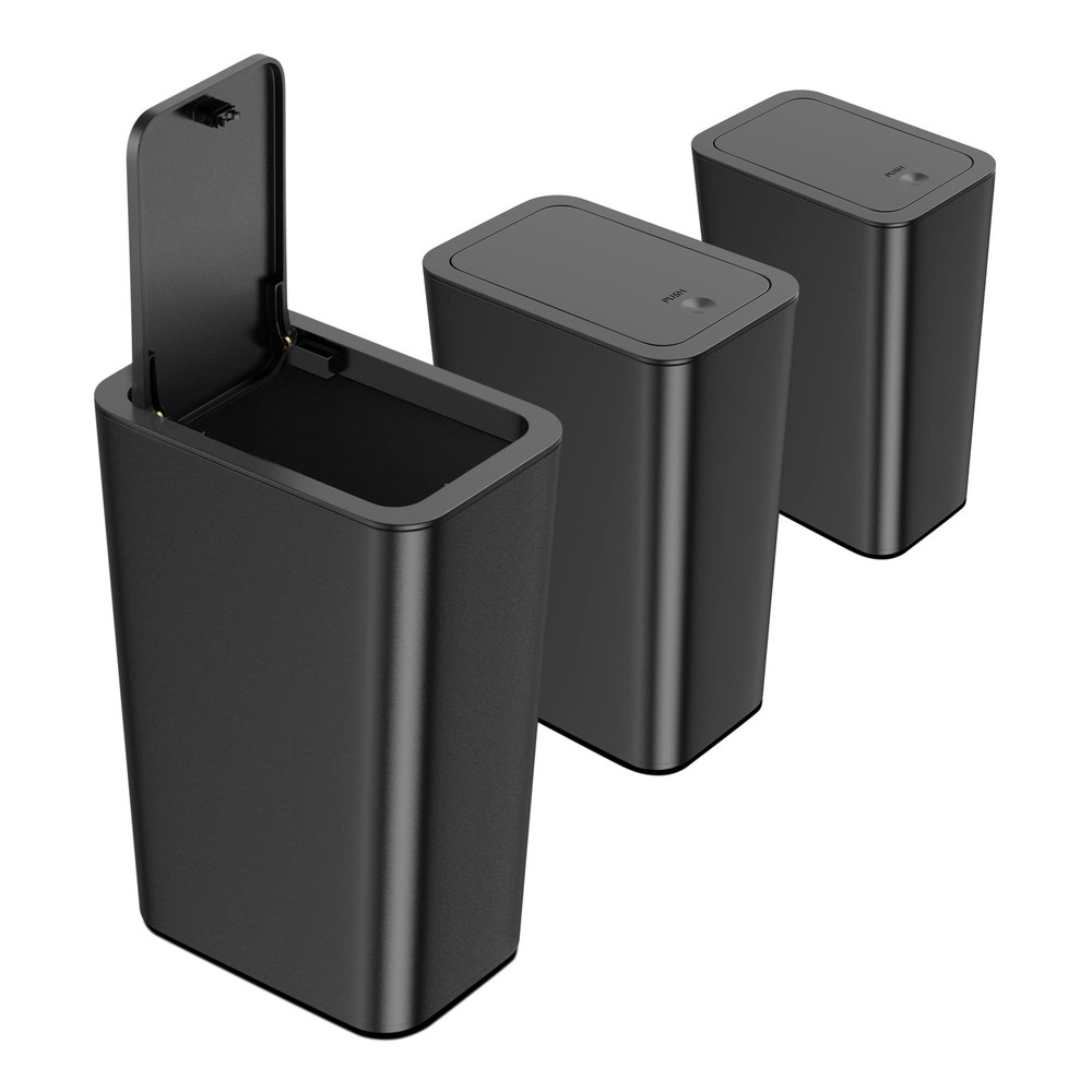 3 Pack 10 Liter Small Trash Can with lid, 2.6 Gallon,Garbage Can Slim Trash B...