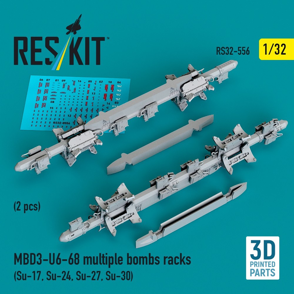 Soviet Aircraft Bomb Rack Set MBD3-U6-68 (2 pcs) 1/32 Scale ResKit RS32-0556